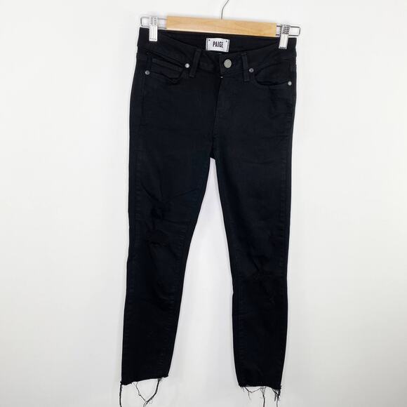 PAIGE Denim Verdugo Ultra Skinny Black Stretch Zip Fly Jeans Women's Size 25 - Picture 1 of 9